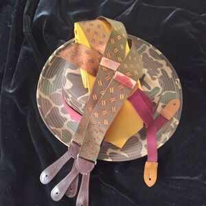 Vintage Cole Haan Stylish Multicolor Men's Suspenders W/leather Button Tabs. Hat